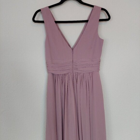 Dessy Collection Sleeveless Draped Chiffon Maxi Dress Front Slit Size 4 - Picture 6 of 13